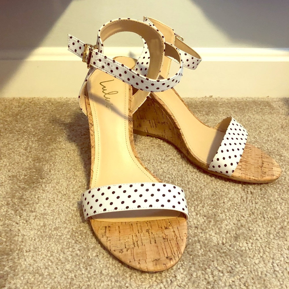 Lulu's Polka Dot Wedge Sandals